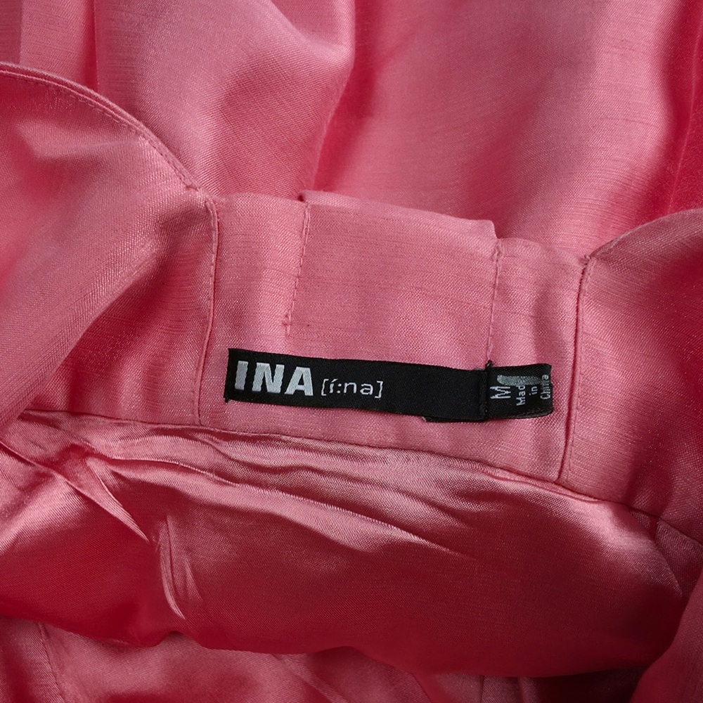 INA Pink Fit & Flare Sleeveless Pleated Dress Lined Zip Size M Party - Picture 2 of 4